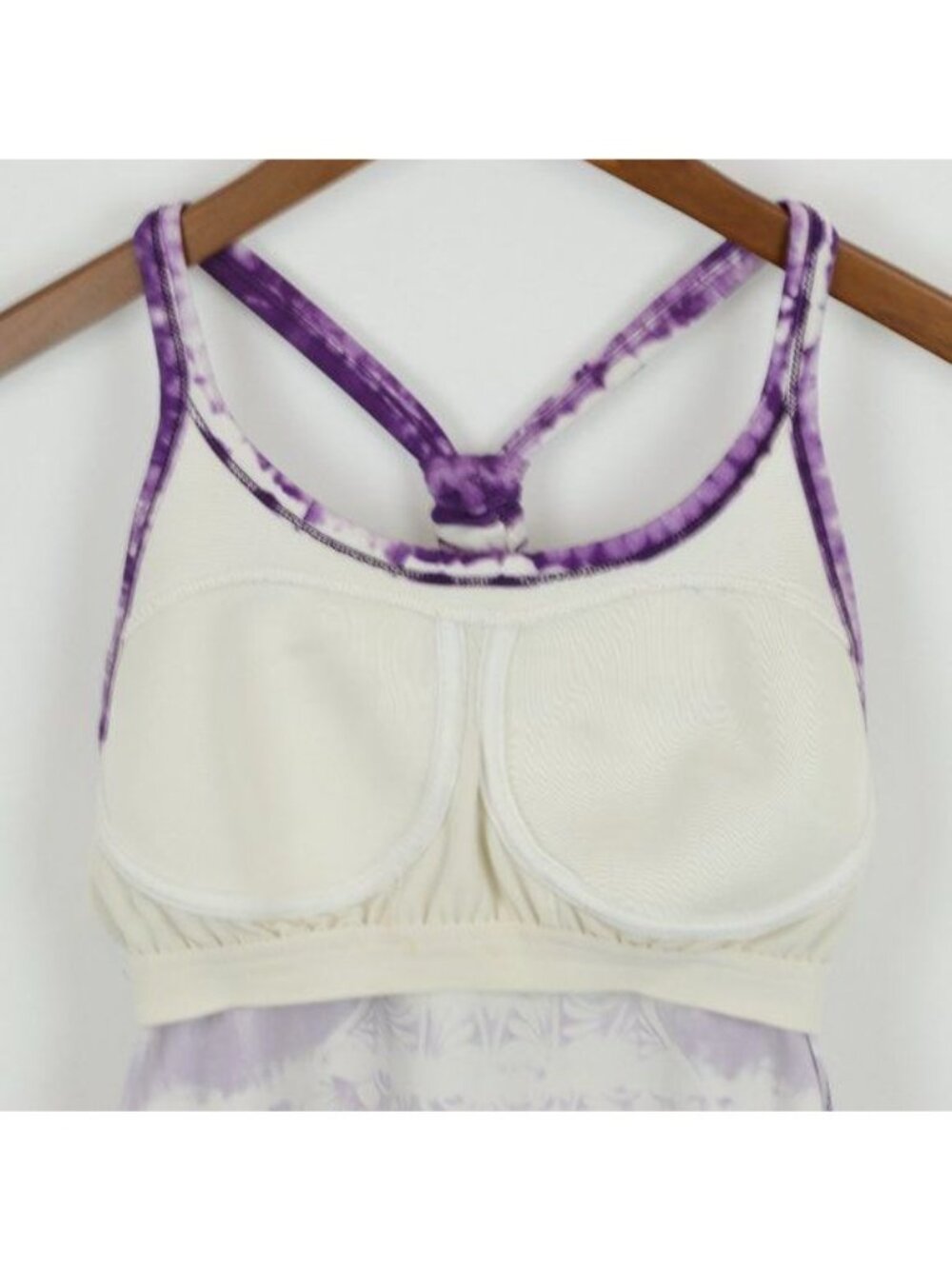 Athleta Women's Small Purple & White Tie Dye Racerback Athletic Support Tank Top - Picture 7 of 9